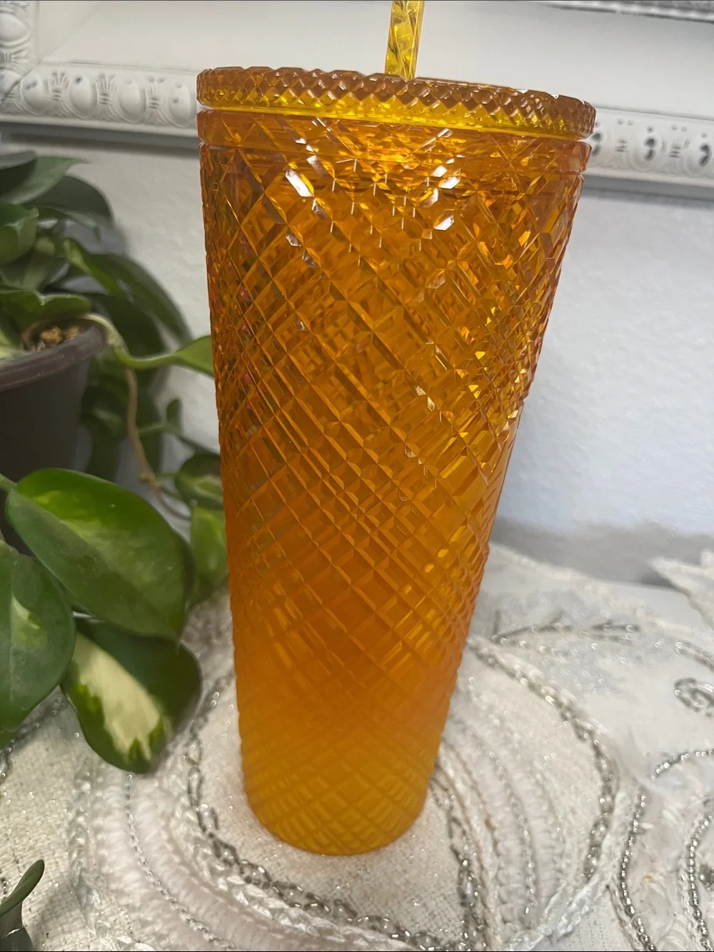 NWOT Starbucks 2021 Summer Orange Mango Ombre Jeweled Studded Tumbler 24oz